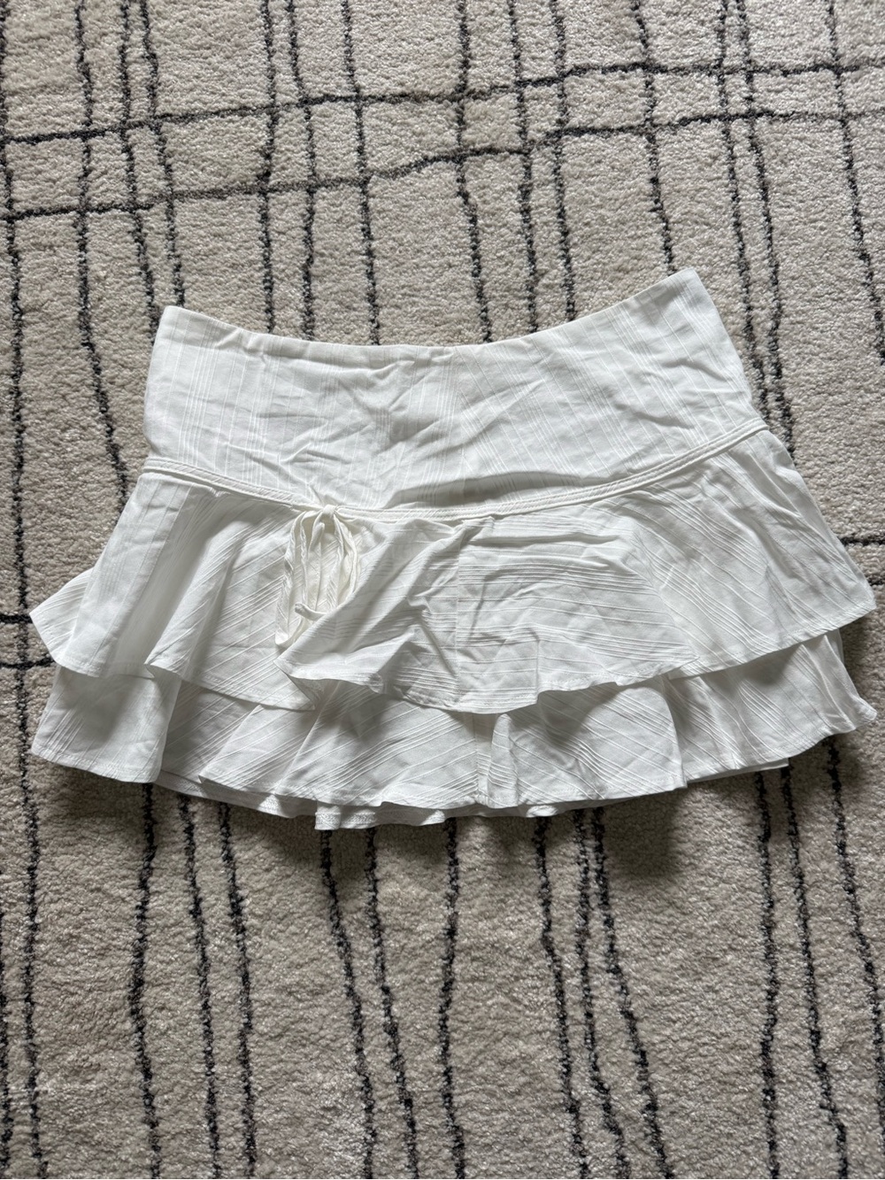 Peppermayo White Tiered Ruffle Mini Skirt